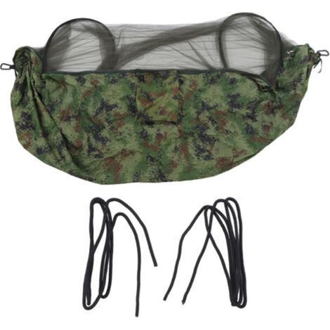 Hamac de camping pour 2 personnes, capacité de 440 lb, couleur camouflage, design de filet de lit, hamac de voyage pour randonnée, aventure,DUBUNS (1/4)