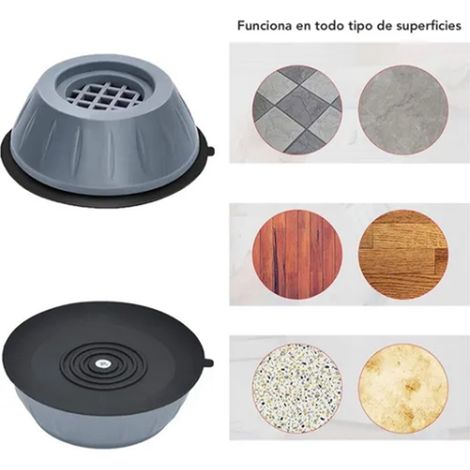 Patins universels gris de 10 cm (4 pièces) pour machine à laver, anti-vibrations et amortisseurs de chocs, antidérapants, rehausseurs, résistants à l'humidité, pour réfrigérateur et machine à laver à (1/5)