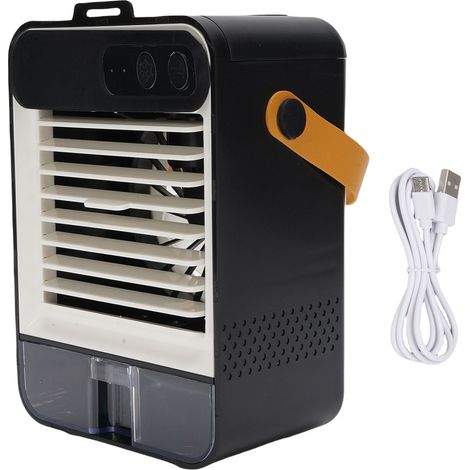 Climatiseur portable 3 vitesses 100 ml, petit ventilateur silencieux avec miroir de maquillage pour bureau, chambre à coucher, noir (1/5)