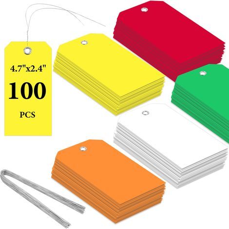 100pcs Etiquette Prix en Plastique, Étiquettes de prix avec fil, Étiquette Étanche à l'eau Rigide, Étiquettes de Prix en Vierges Inscriptibles pour Etiquette Vetement Bijoux Cadeaux (1/5)