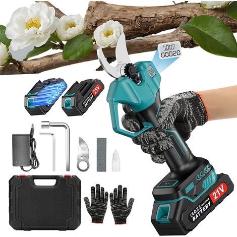 Wireless Electric Secator, Electric Secateurs With 2 Batteries 2000mAh, 25mm Battery Secateurs Cut, Electric Secateur With Battery With Charger, Electric Garden Secateur (1/5)