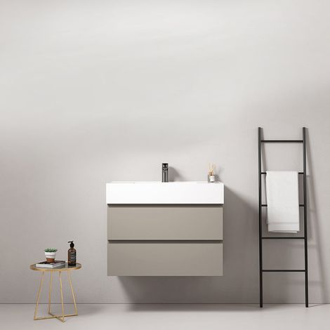 Mobile bagno sospeso 80 cm Grigio Cenere Lavabo in Resina Senza Specchio - Fiji Paint (1/5)