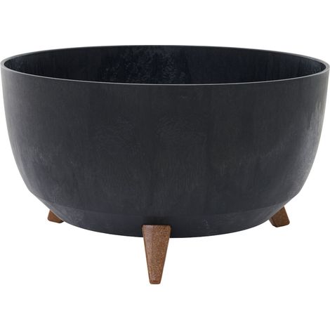Pflanzgefäße OSLO STONE schwarz Betonoptik, 47 x 26,5 cm Kunststoff auf Füßen mit Einsatz (1/3)