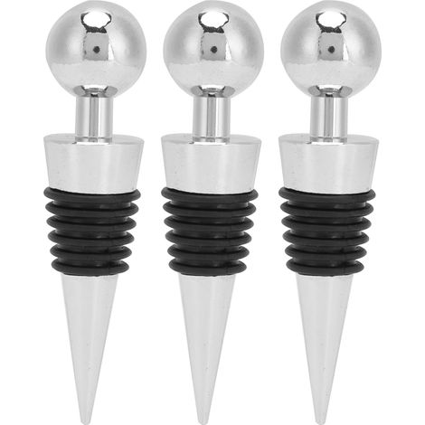 Lot de 3 bouchons de bouteille de vin ronds argentés pour bar ou fête de Noël (1/5)