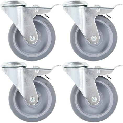 Ruedas giratorias agujero pasador y frenos dobles 4 uds 100 mm vidaXL