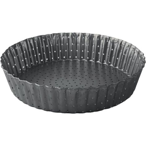 Molde para tarta perforado de 20 cm - Molde para quiche con base desmontable - Molde para tartaletas - Moldes redondos para pasteles - Revestimiento antiadherente (1/5)