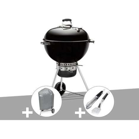 Barbecue charbon Master-Touch GBS 57 cm E-5750 Noir + Housse + Kit ustensiles Premium 2 pièces – Weber