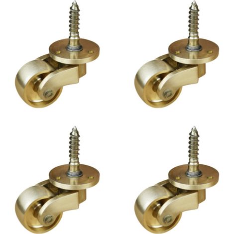 4 roulettes pivotantes métalliques dorées 25mm universelles pour armoire banquette lit chaise chariot, accessoire bricolage mobilier (1/4)