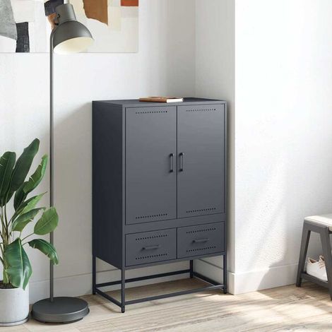 Buffet de Cuisine Métallique Gris Foncé 68x39x111,5 cm - Meuble Rangement Moderne avec Étagères pour Salle à Manger et Salon (1/5)
