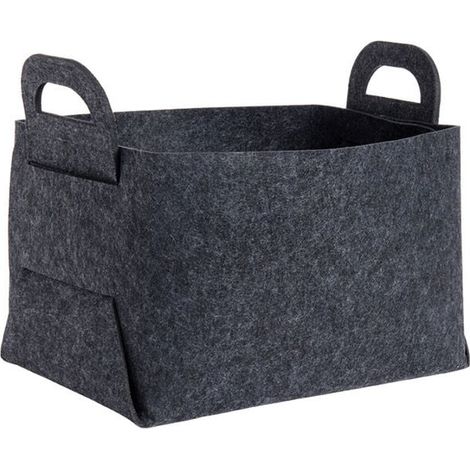 Cesta pequeña para juguetes de perro, de fieltro y con asa, plegable, color negro (1/4)