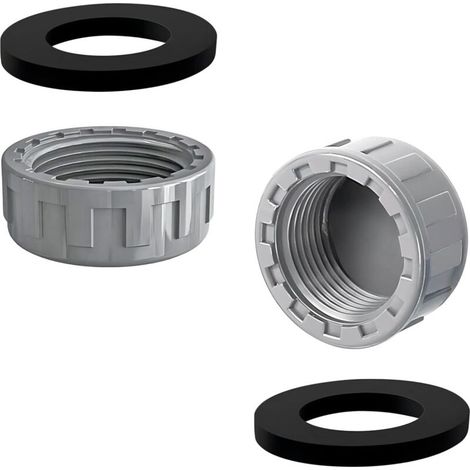 2 Pièces PVC Capuchon de Fermeture, 40mm Tuyau Capuchon, Bouchon Fileté, Bouchon en PVC pour Tuyau D'eau, avec Rondelle (1/4)