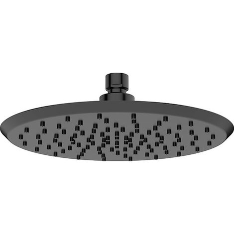 AquaCraft 100 Kopfbrause rund 225 mm schwarz matt  Regendusche ABS Kunststoff  Duschkopf 9 l/min wassersparend  Brausekopf mit Antikalk-Düsen  Wand- oder Deckenmontage  Duschzubehör modern