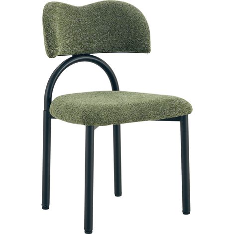 Set de 2 sillas de comedor verdes tapizadas en tela con estructura de metal negro HOMVRA (1/5)
