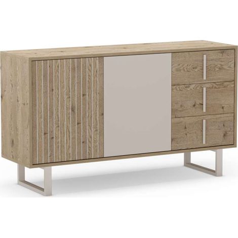 Aparador 2 puertas y 3 cajones mod-Apolo acabado roble y gris, 140cm(ancho) 80cm(alto) 40cm(largo) (1/5)