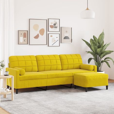 Sofa 3-Sitzer mit Hocker Gelb 210 cm Samt vidaXL161581 (1/5)