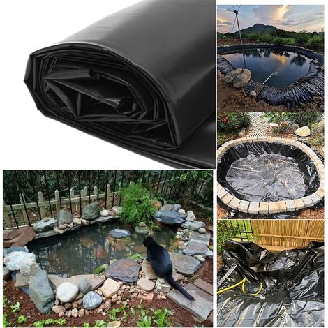 Telo per laghetto - 3 x 4 m - Impermeabile - Polietilene ad alta densità - Nero - Per laghetto per cani - Tappetino per piscina - Copertura per tetto - Telo per laghetto per piccoli laghetti - Spessor (1/5)