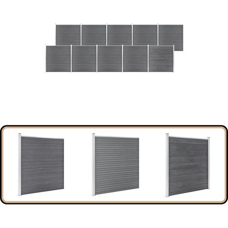 Clôture de jardin WPC 1737x186 cm Gris - Clôture De Jardin - Clôture Résidentielle - Clôture WPC - Clôture Composite - Clôture Grise (1/5)