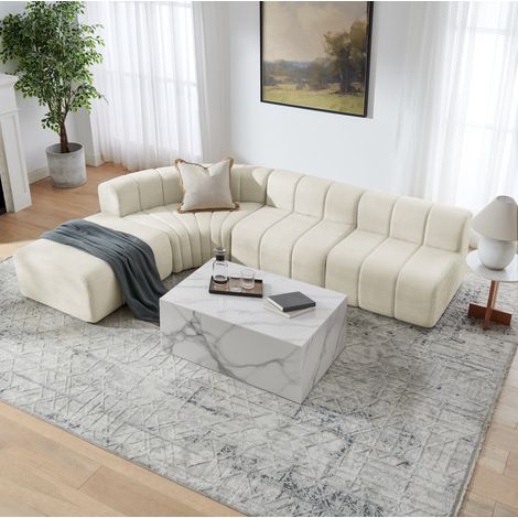 Divano angolare modulare 4 posti in chenille OKMYHOME (1/5)