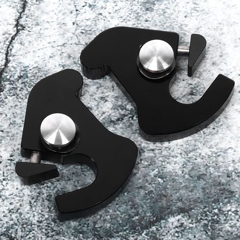 Paire de clips de fixation rotatifs gauche/droite pour porte-bagages avec sissy bar, en aluminium usiné CNC, compatibles avec les véhicules de tourisme. (1/4)