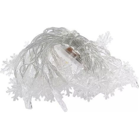 1 LED-Schneeflocken-Lichterkette, 6 m, 40 LEDs, warmweiß, blinkend, batteriebetrieben, für drinnen und draußen, Partys (1/5)