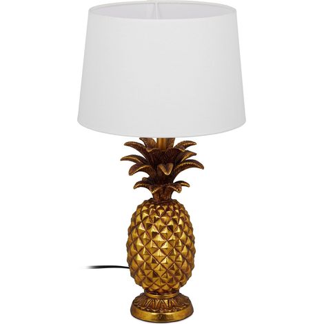 Lampada da tavolo ananas decorativa elegante 40 x 25 cm atmosfera accogliente in metallo dorato 130007681