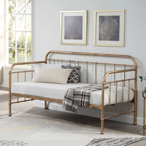Ickleford Industrial Living Room Bedroom Metal Day Bed Frame (1/5)