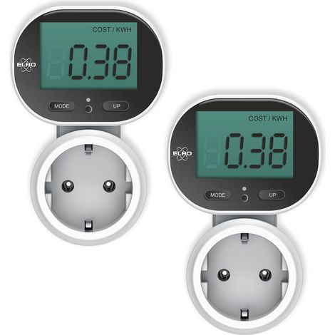 Strommesser für Steckdose, Energie- und Verbrauchsmesser 2er Set, Höhe 11cm
