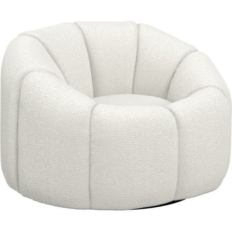 Nao Swivel Chair - Boucle/Metal - L89 x W102 x H66 cm - Ivory/Black