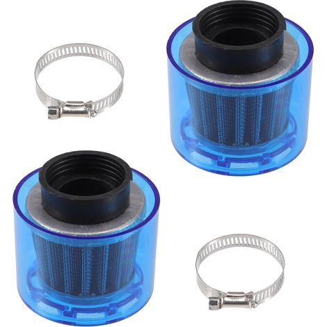 Filtre À Air Droit 40mm Bleu Lot De 2 Pour Moto Pour VTT, Cyclomoteurs, Motocross, Course, Taille 6.8x7.4cm, Plastique Métal Caoutchouc, Filtre Poussière, Augmente Air (1/5)