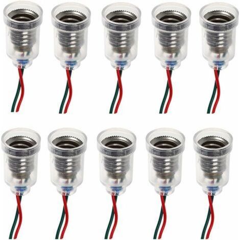 LaBlanc – 10 Stück E10 LED-Lampenfassung mit Schraubsockel und Kabel für elektrische Tests und Experimente im Haushalt (1/3)