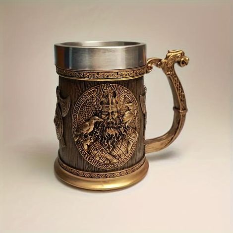 1 chope à bière Viking Ares, inspirée de la mythologie nordique et du dieu viking de la guerre, en acier inoxydable B016 (1/4)