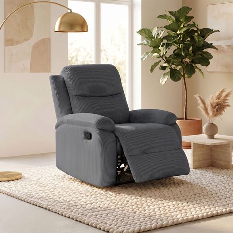 Fauteuil de relaxation manuel en velours côtelé gris foncé - ZOLARA (1/5)