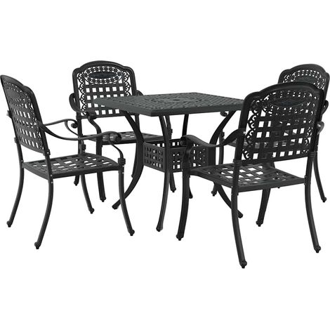 Maison Exclusive - Set di Tavolo da Giardino 5 pcs Nero Alluminio pressofuso