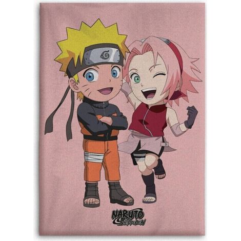 Plaid polaire Naruto et Sakura - Rose (1/2)
