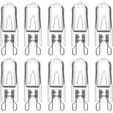 Ampoule Halogene G9 40W 230V, 480LM 2900K Blanc Chaud Dimmable, G9 Ampoules Capsule, pour Lustres, Lampes de Paysage, Appliques Murales, Éclairage d'armoire, Lot de 10 (1/5)
