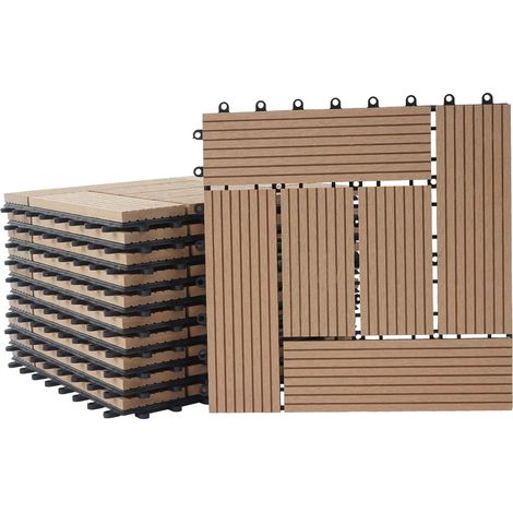 Lastre per terrazzo aspetto legno in WPC 30x30cm a clip 1m² balcone esterno giardino 040005499