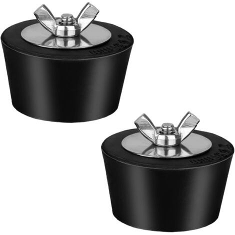 Lot de 2 bouchons d'hivernage en caoutchouc de 38 mm pour piscine enterrée, bouchon de refoulement, bouchon anti-expansion avec vis et boulons en acier inoxydable