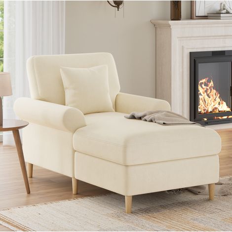 Fauteuil relax 133x90x87 cm en velours beige, relevable gain de place pour salon FloraGrace (1/5)