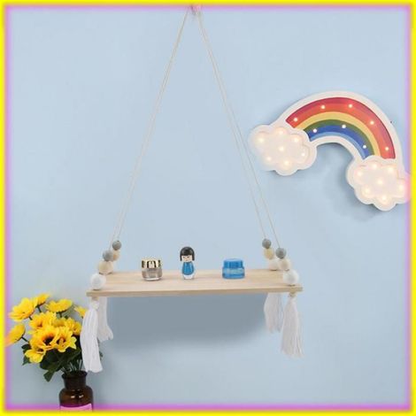 keenso Étagère murale en perles rondes en bois pour rangement mural bricolage ( Gris) (1/5)