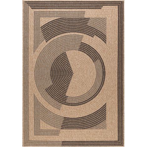 Tapis extérieur kilim 120x170 beige et noir rectangle JUTE ART 7