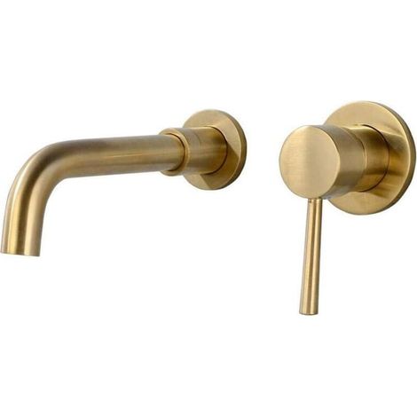 360° drehbare Wandarmatur für Waschtische, Badezimmerarmatur für Badewanne und Waschbecken, modernes Design, Einbau-Wandarmatur, gebürstetes Gold (1/5)