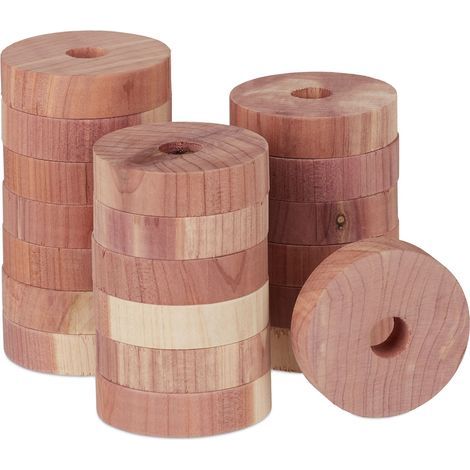 Anneaux anti-mites bois de cèdre, lot de 40, armoire vêtement, piège, répulsif naturel, 4 cm, nature (1/4)