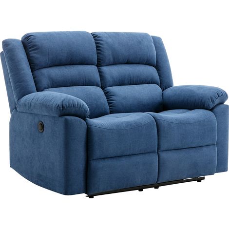 Divano 2 posti relax elettrico in Tessuto Blu - BUROLO (1/4)