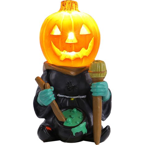 Décoration Halloween Citrouille Chevalier Lumineuse Ornements de Bureau et Jardin Tête de Citrouille Éclairée Ambiance Fantomatique (1/5)