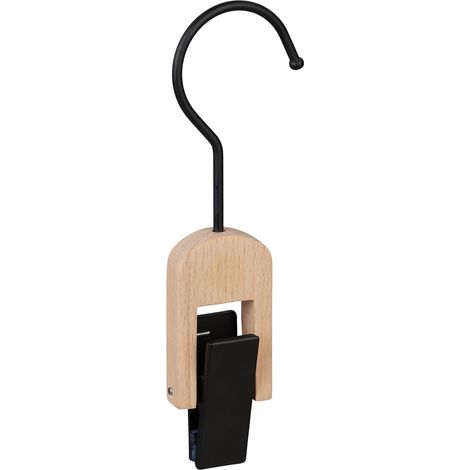 Set di 5 grucce con mollette per accessori 18,5 x 6 x 2,5 cm anti-piega design chic in legno nero 130008920