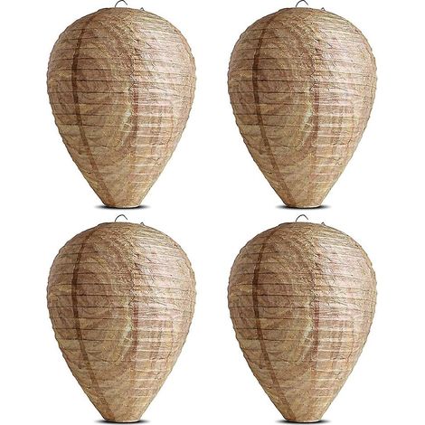Lot de 4 Leurres Nid Guêpes, Faux Nids Papier Non Toxique, Répulsifs Abeilles Frelons, Maison Jardin (1/5)