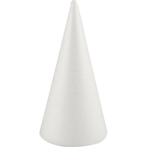 1 Pièce - Cône En Polystyrène - Accessoire Décoratif - Pour Loisirs Créatifs Et Scénographie - Blanc - 25x10 Cm
