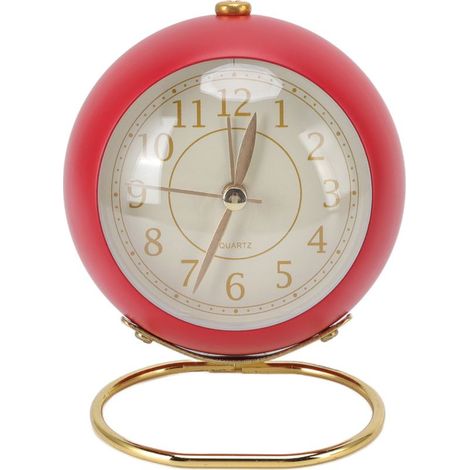 Réveil rétro silencieux décoratif, base ronde, petit réveil à quartz avec veilleuse d'ambiance pour chambre à coucher (1/4)