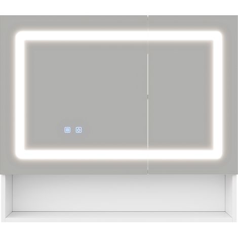Badezimmerspiegelschrank 80 x 17 x 70 cm Weiß mit LED und Antibeschlagfunktion (1/5)