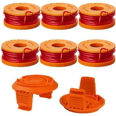 Bobine de fil pour coupe-bordures Worx (6) Wa0004 Couvercle de bobine Wa6531 (2) Lot de 8 (1/4)